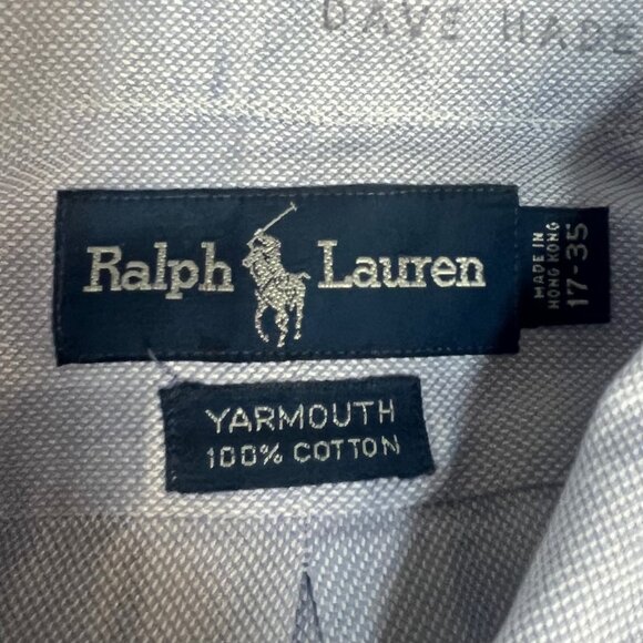 Ralph Lauren 90's Yarmouth Button Down Shirt Mens 17-35 LS Blue - Picture 5 of 6